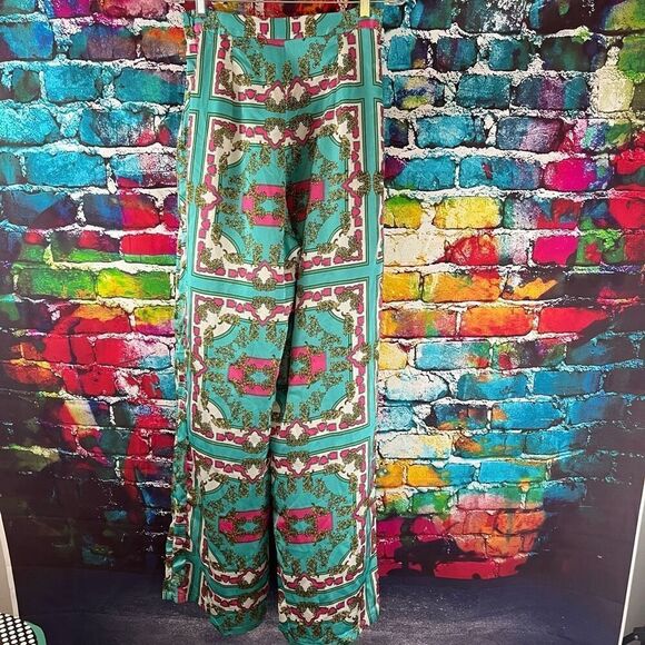 Pretty Little Thing Scarf Print Wide Leg Trouser Pants Size 6 - Picture 6 of 9